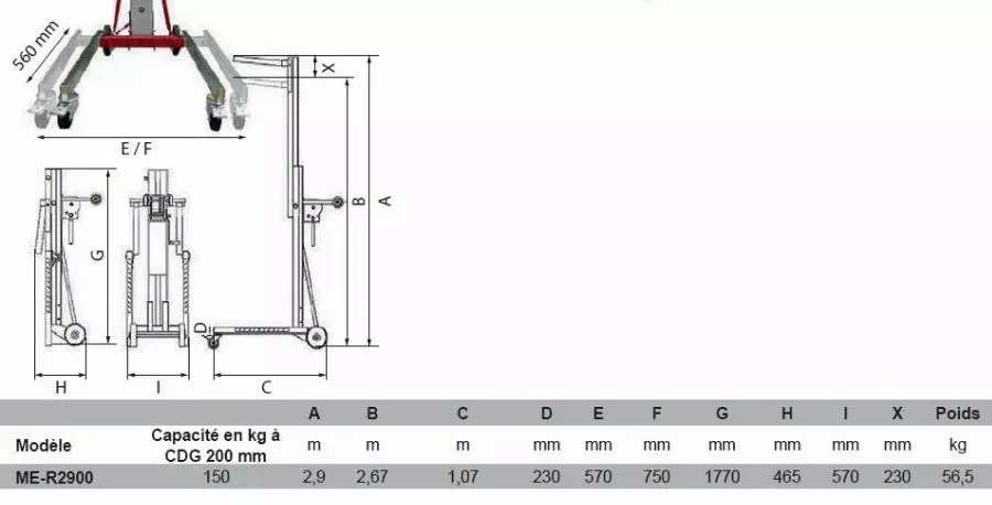 Elévateur STOCKMAN positionneur manuel 150 kg - ME-R2900