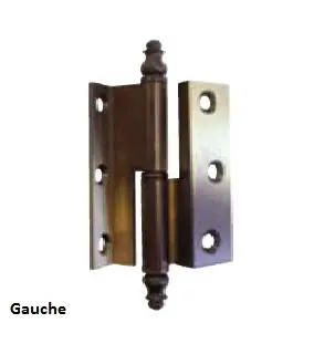 Paumelle de meuble coudée 10mm 19336-[Finition:Laiton vieilli]-[Sens:Gauche]