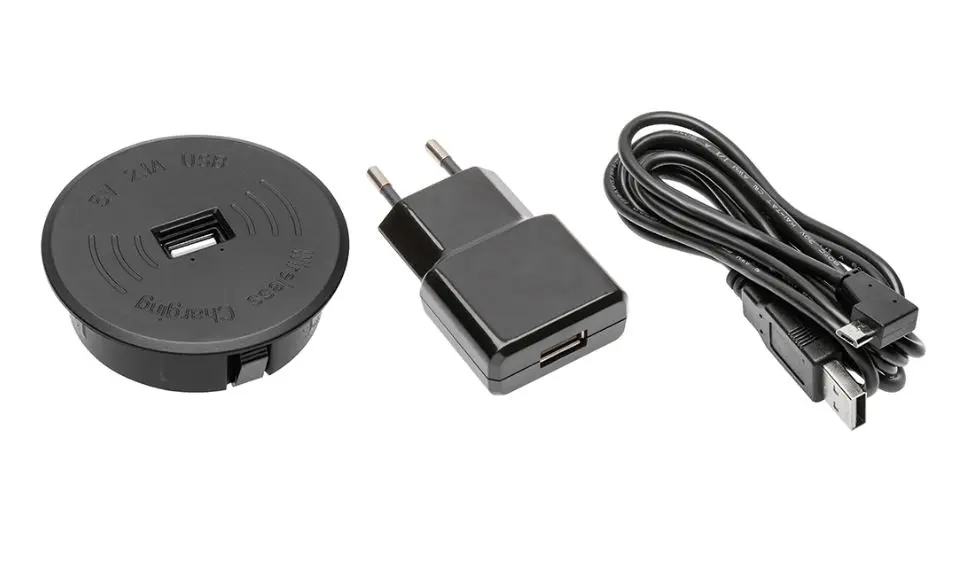 Chargeur Téléphone + USB  Plastique Noir 60mm