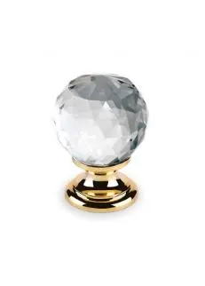 Bouton cristal à facettes / doré  9992 / 9993-[Diamètre:30mm]