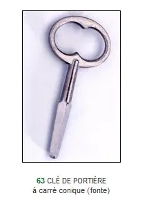 Clé de portière à carré conique Ref 63-[Modèle:6 à 8]