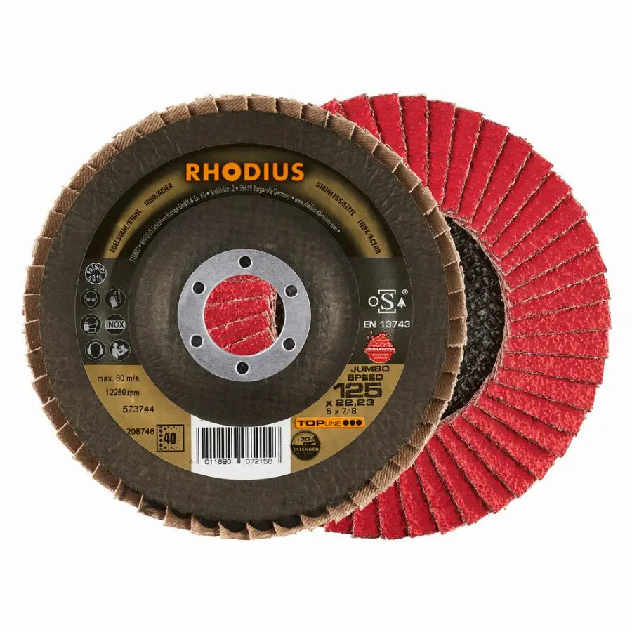 Disques à lamelles RHODIUS Inox Jumbo Speed - Ø 125X22.23 - GR.60 - 208747