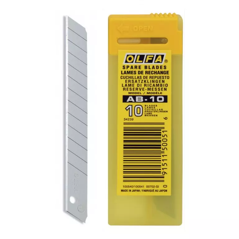 10 lames OLFA AB-10 de 9 mm de largeur, en étui distributeur - CARPENTRAS SIGN - OL34239