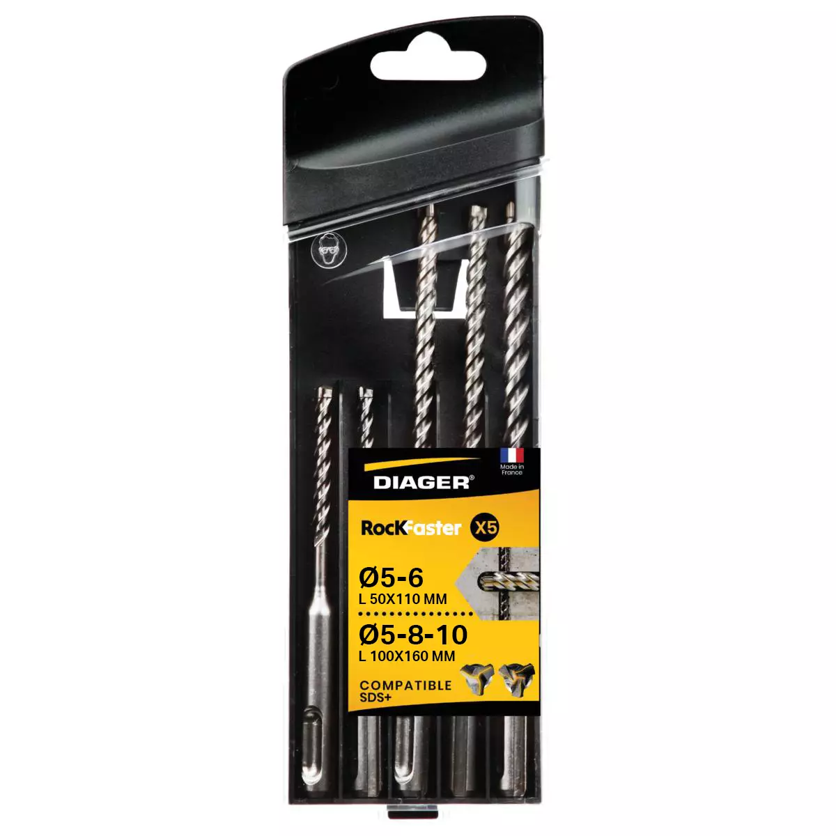 Coffret 5 forets béton SDS Plus Rockfaster - DIAGER - 1004A