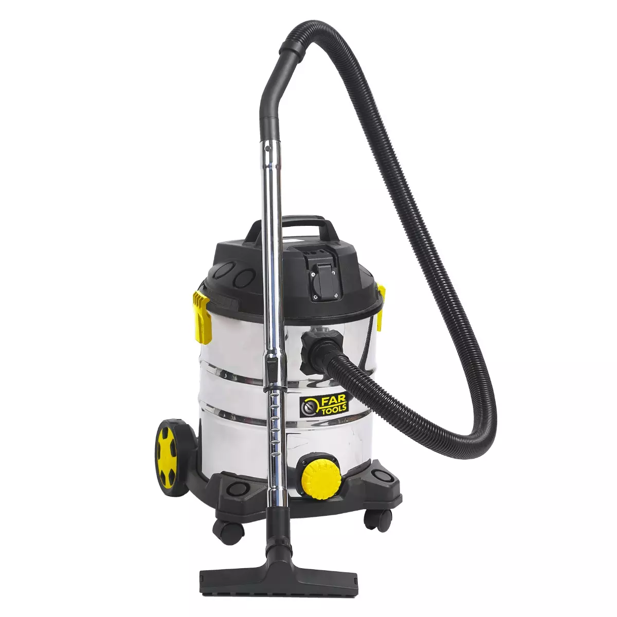 Aspirateur liquides et poussières - 1400 W - Cuve inox 25 L avec Prise asservie temporisée - FAR TOOLS - 101032
