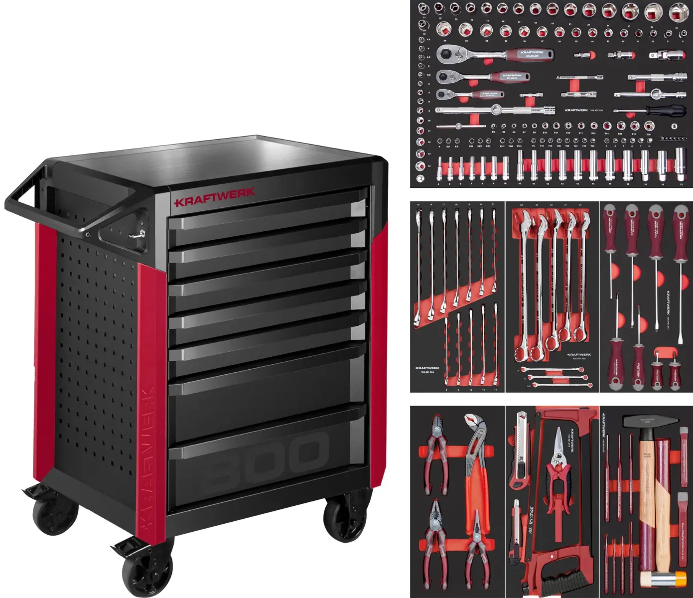 Servante d'atelier PT800 - 7 tiroirs avec assortiment 189 pièces - KRAFTWERK - 102.417.005