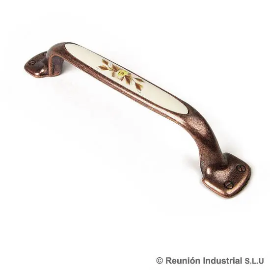 Poignée 834 Vieux cuivre / Fleurs