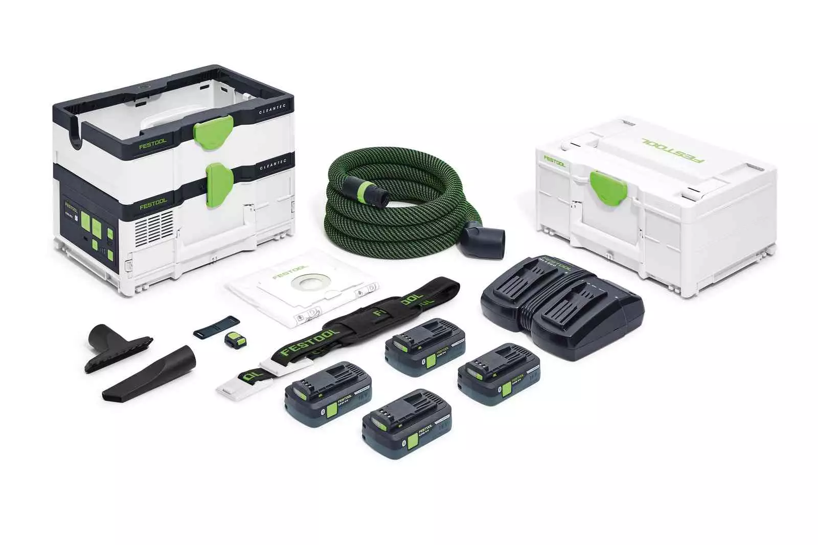 Aspirateurs sans fil CLEANTEC CTMC SYS HPC 4,0 I-Plus - FESTOOL - avec 4 batteries 18V 4.0Ah - chargeur double - Systainer - 576942