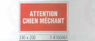 Panneau signalisation 330x200 "Attention chien méchant"