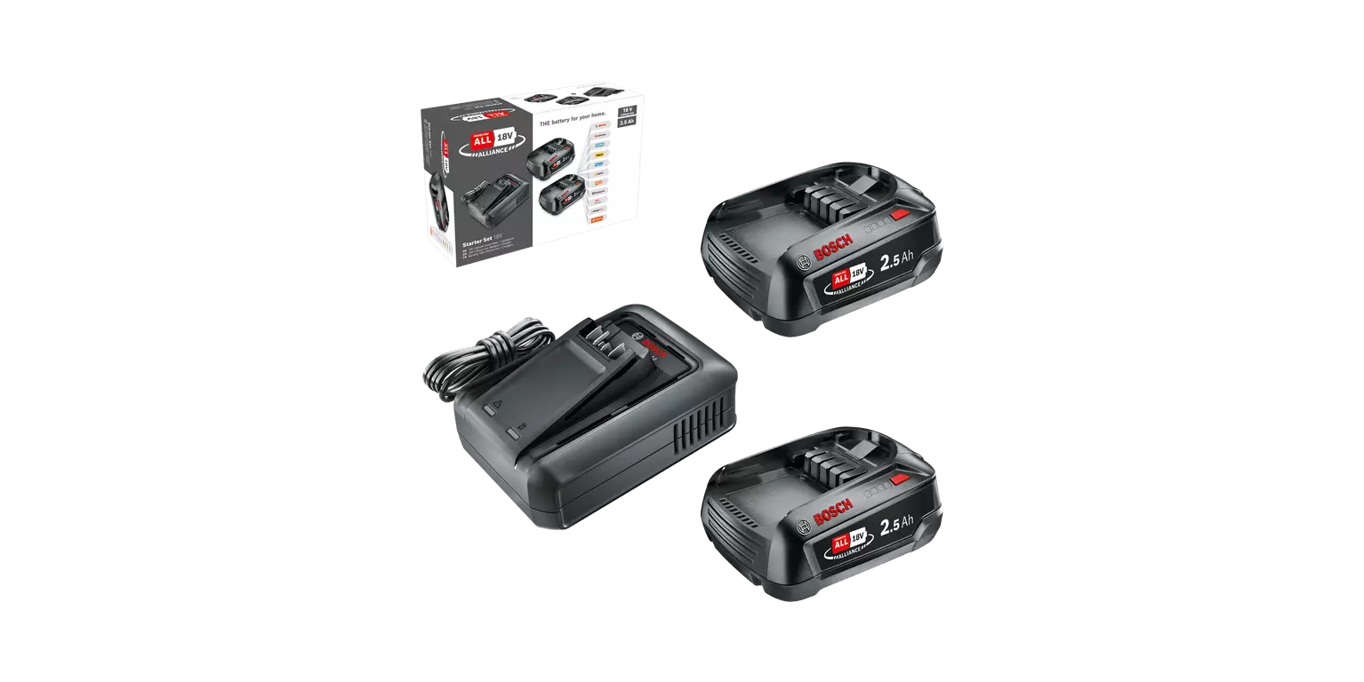 Starter Set 18V - BOSCH VERT - 2 batteries 18V 2,5 Ah + chargeur - 1600A031T5