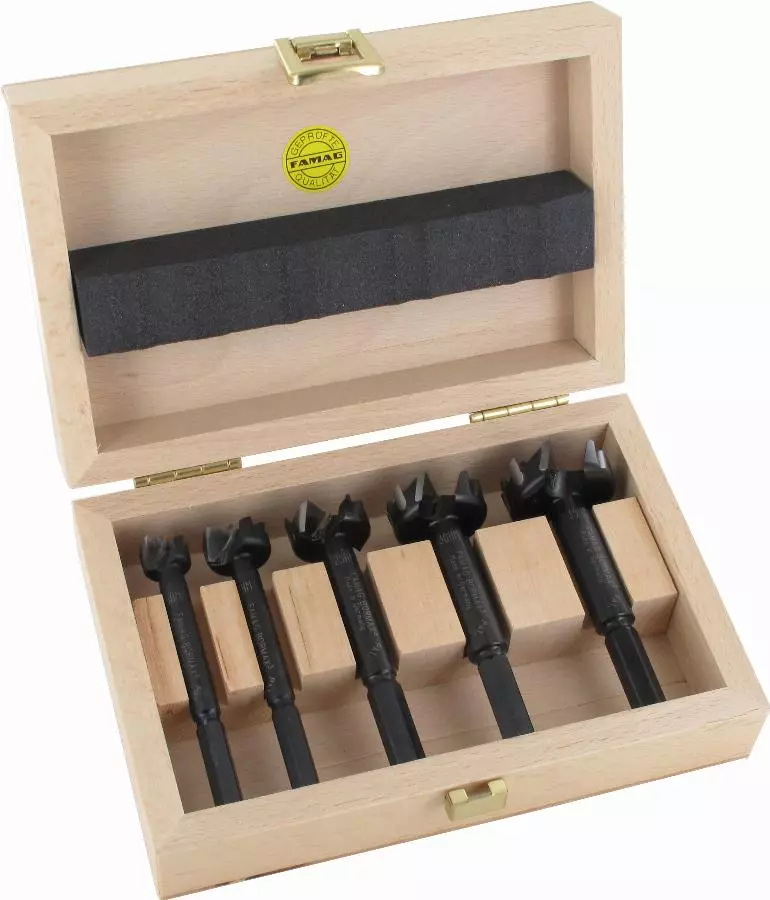 Jeu Bormax³ au carbure dans coffret de bois 5-pcs. Ø 15, 20, 25, 30, 35 mm FAMAG - 1663.505