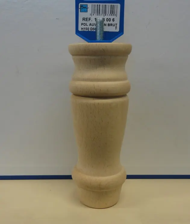 Pied de lit bois Hêtre brut Ht.150mm  Réf  103300