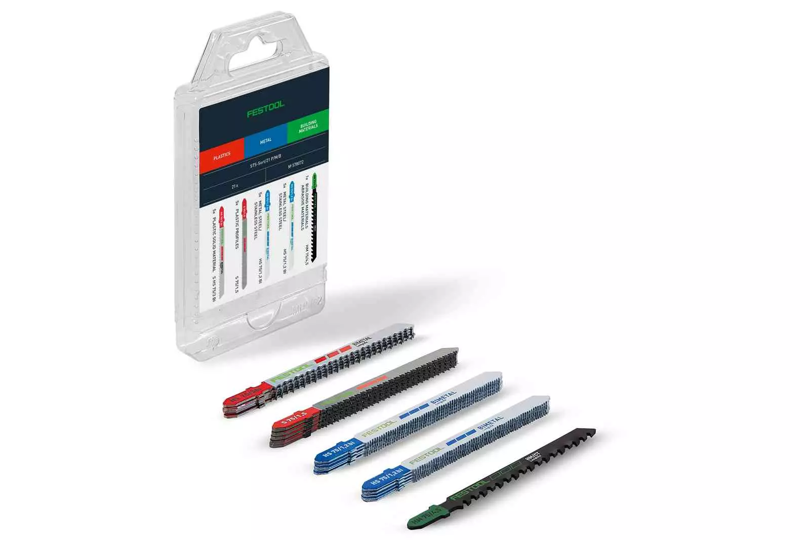 Jeu de lames de scie sauteuse FESTOOL STS-Sort/21 pièces  P/M/B - 578072