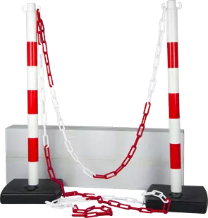 Kit délimitation 2 poteaux pvc R/B + 5 m chaine R/B - NOVAP - 2000864
