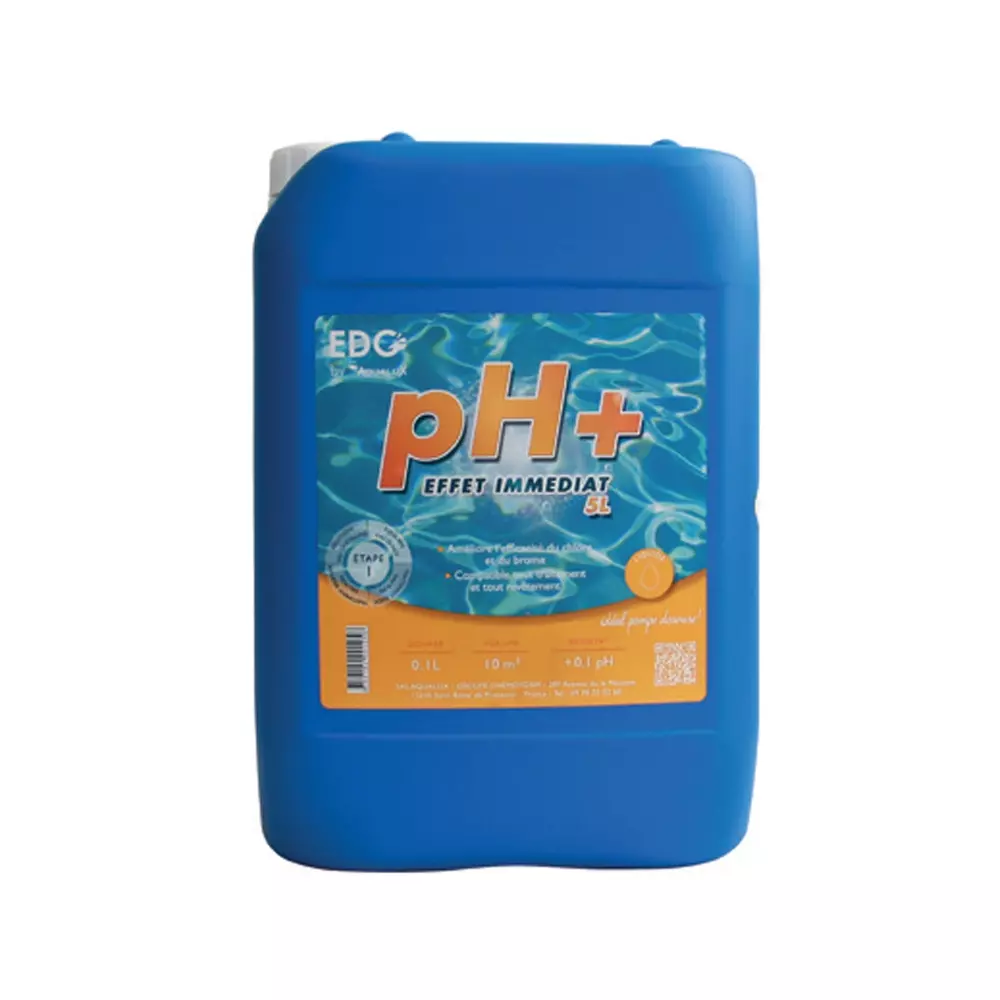 Augmente le PH, liquide, bidon de 5L, EDG, 25% à 30.5% - AQUALUX - 200125