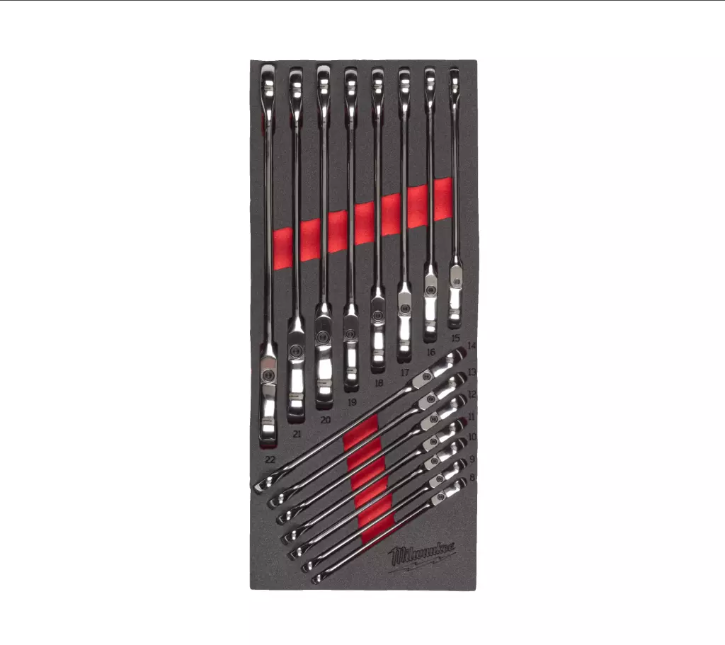 Module mousse servante clés à cliquets tête flexible MAX BITE™ 15PCS - MILWAUKEE - 4932479829