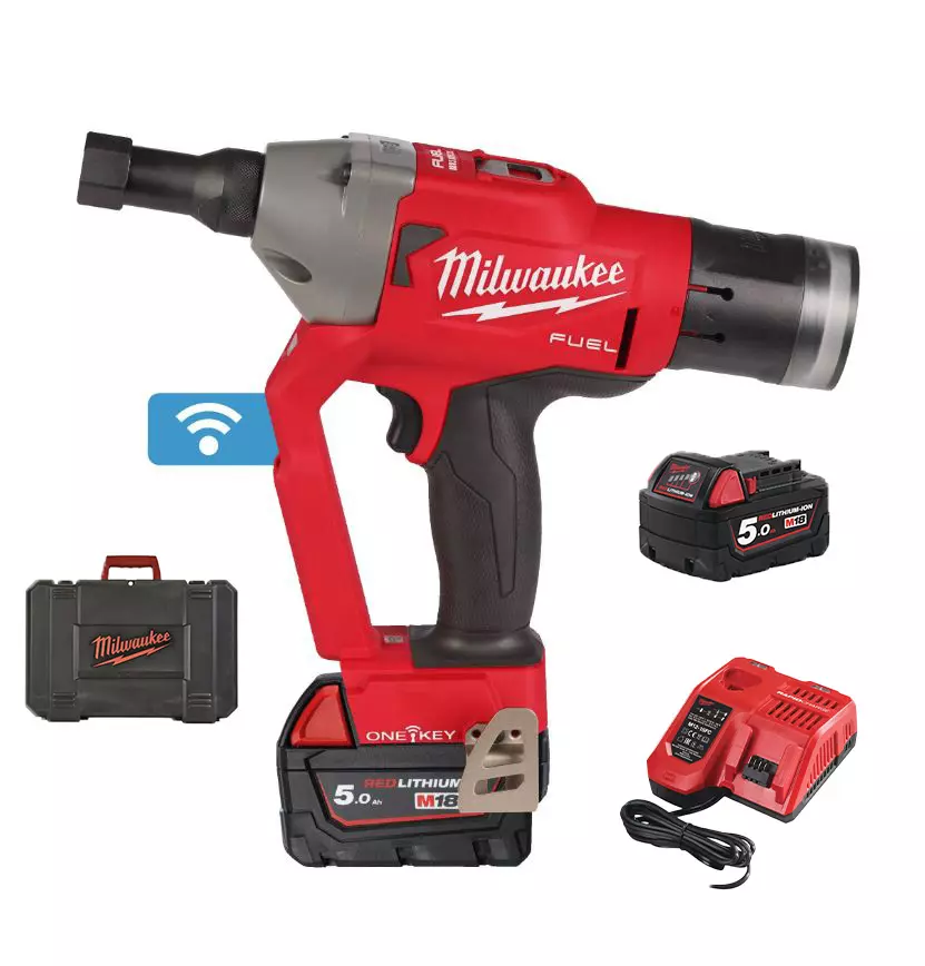 Riveteuse 18V fuel one key M18 ONETFLT-502X - MILWAUKEE - avec 2 batteries 18V 5.0Ah - chargeur - HD box - 4933478638