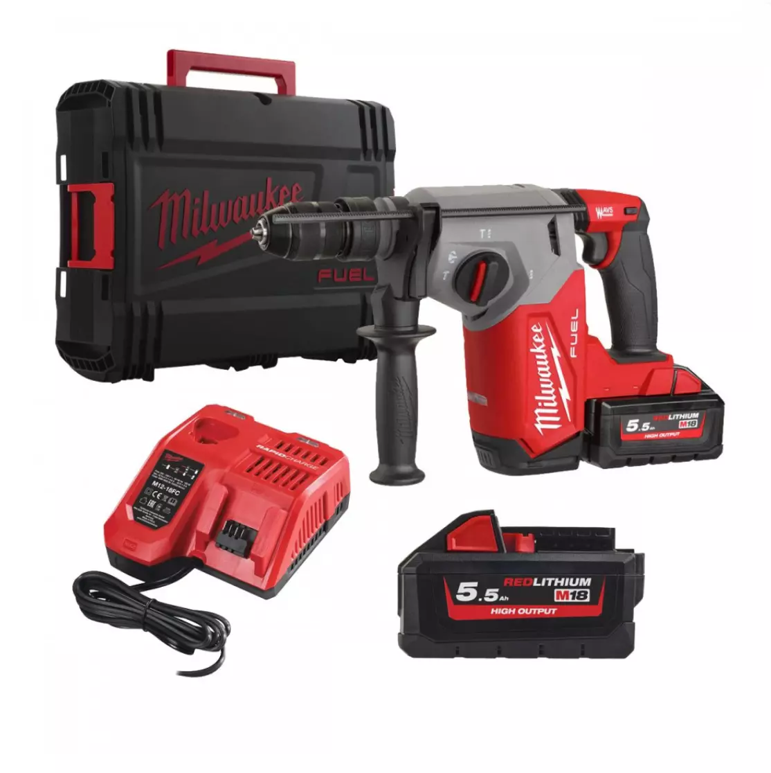 Perforateur SDS M18 ONEFHPX 552X MILWAUKEE avec 2 batteries 18v 5.5 Ah - HD Box - 4933478496