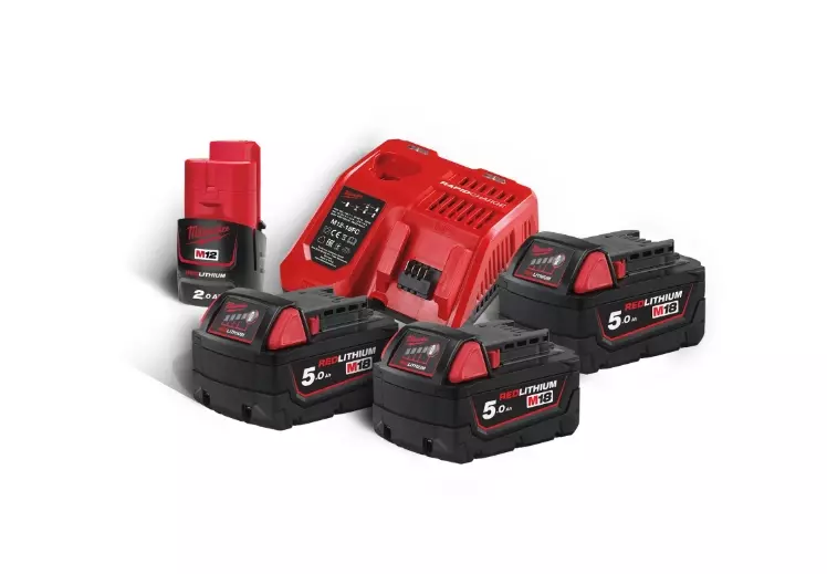 Pack NRJ Red Li-Ion M18NRG503 - MILWAUKEE - avec 3 batteries 18V 5.0Ah, 1 batterie 12V 2.0Ah + chargeur - 4933451423
