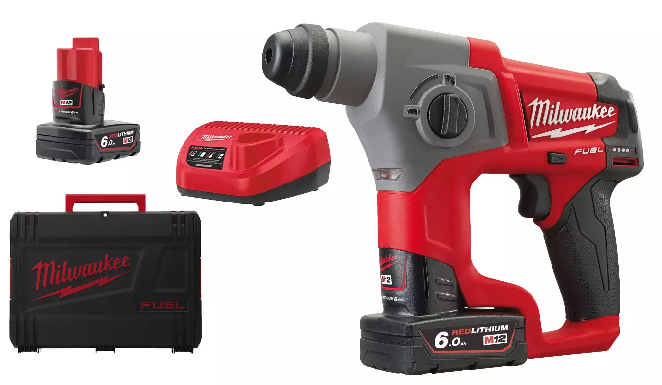 Perforateur M12 CH-402X SDS-Plus - MILWAUKEE - avec 2 batteries 12V 4.0Ah - chargeur - HD Box - 4933446049