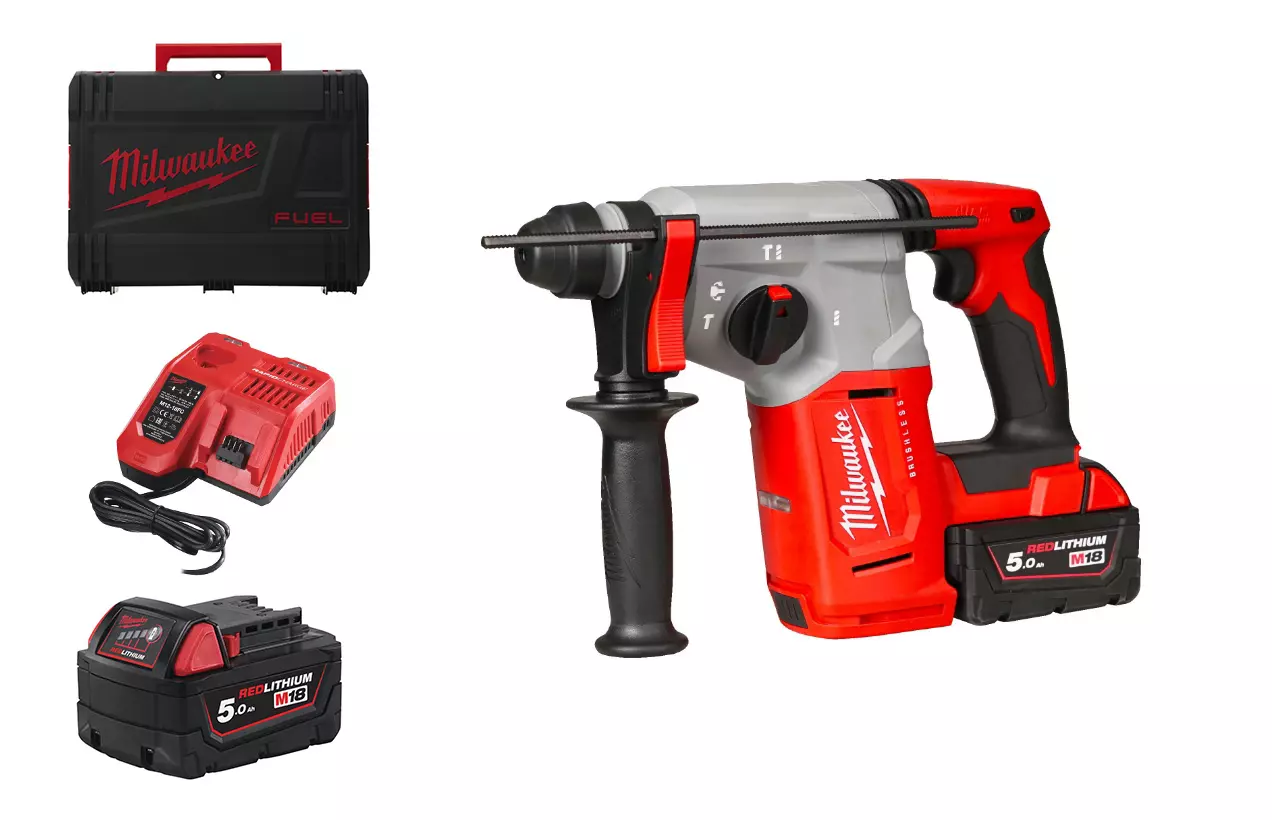 Perforateur - Burineur brushless M18 BLH-502X - SDS-PLUS - MILWAUKEE - avec 2 batteries 18v 5.0Ah - chargeur - HD BOX - 4933478894