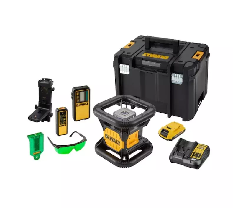 Niveau laser rotatif double pente extérieur à lignes vertes - DEWALT - avec batterie 18V 2Ah - chargeur - coffret - DCE079D1G-QW