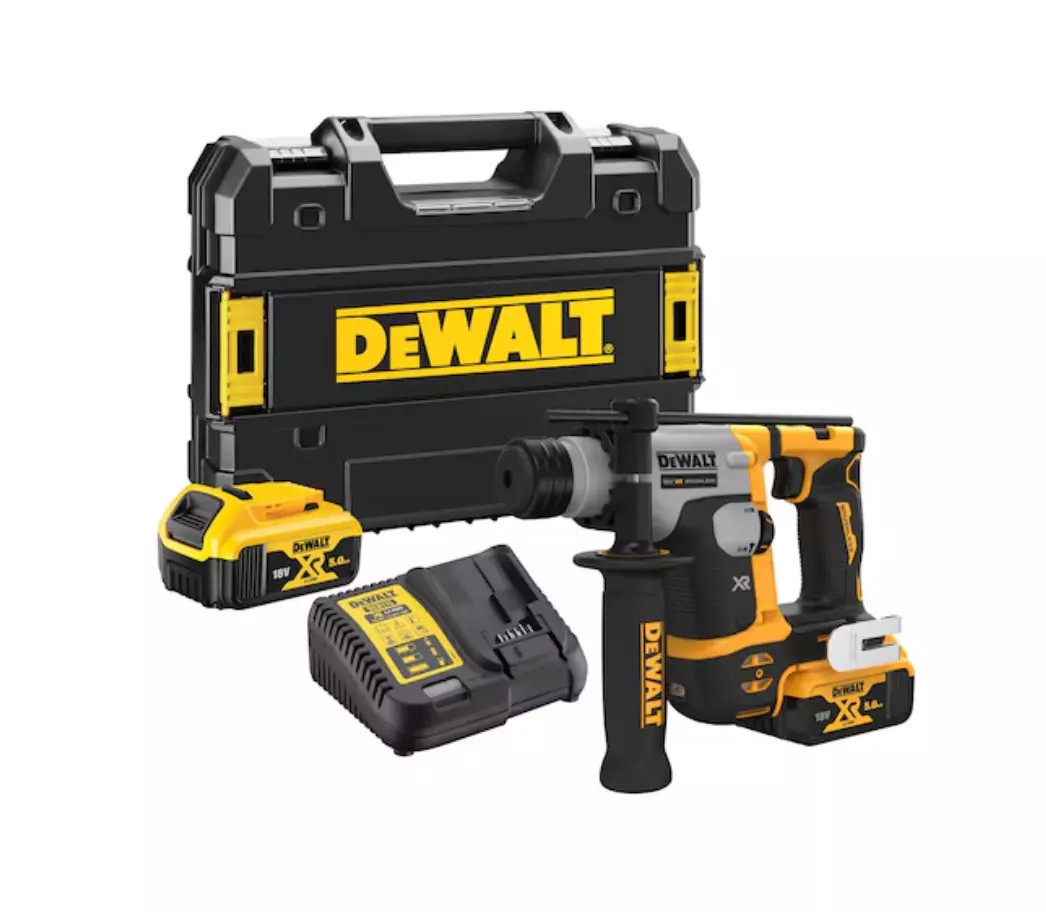 Perforateur SDS-Plus XR Brushless 1.4J - DEWALT - avec 2 batteries 18V 5Ah - chargeur - TSTAK - DCH172P2-QW