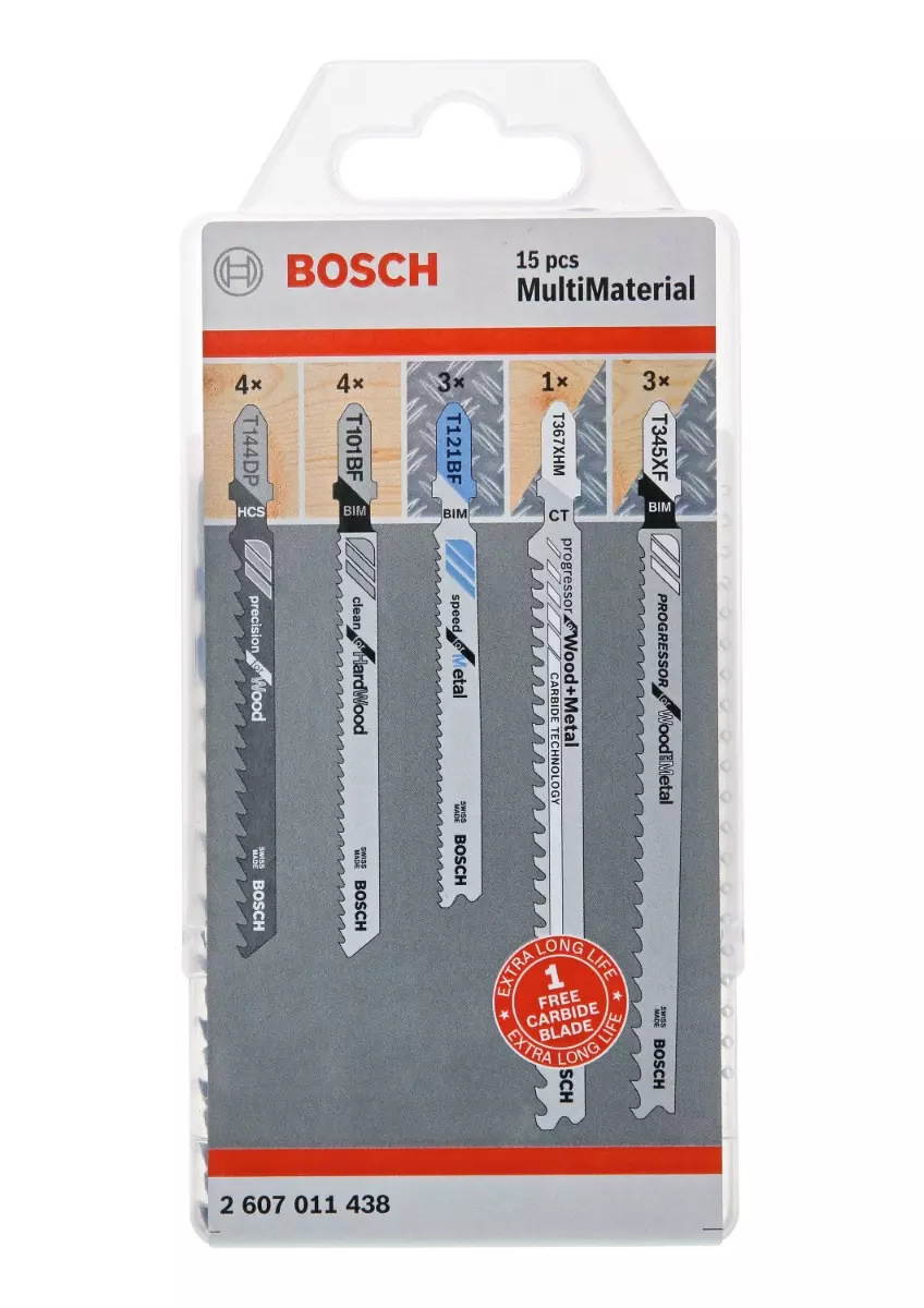 Coffret 14+1 lames scie sauteuse spécial multi-matériaux - 15 Pièces - BOSCH - 2607011438