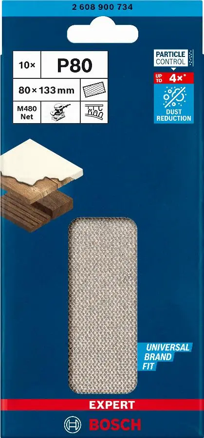 Feuilles abrasives BOSCH EXPERT rectangulaire bois et peinture net M480 - 80X133mm - 2608900734
