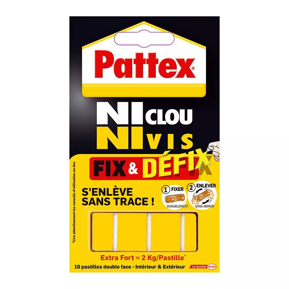 PATTEX Adhésif Fixation NCNV Fix & Defix 10 Pastilles 2kg - 20 x 40 mm - HENKEL - 686662