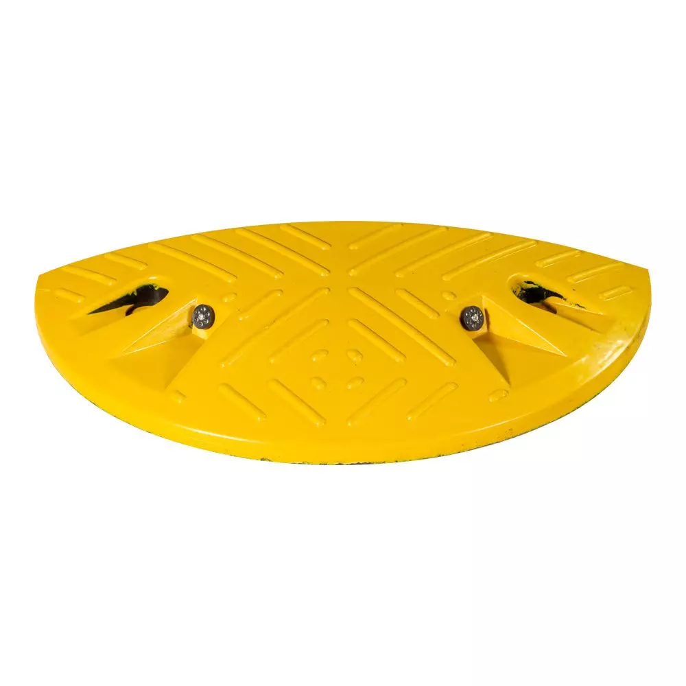 2 éléments modules 1/2 rond de ralentisseur Eco Bump - 215 x 430 m - H 60 mm - Jaune + Noir - NOVAP - 8005061 + 8005078