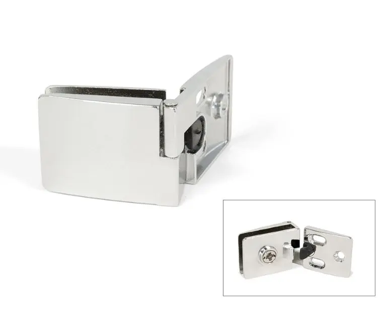 Lot de 2 charnières pour portes en verre intérieures central finition chromé mat