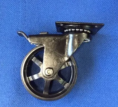 Roulette Design à baton Noire pivotante avec frein D.75mm