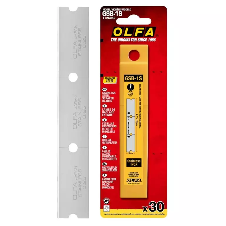 30 lames de cutter OLFA GSB-1S en acier inoxydable pour grattoir de vitre - CARPENTRAS SIGN - OL23514