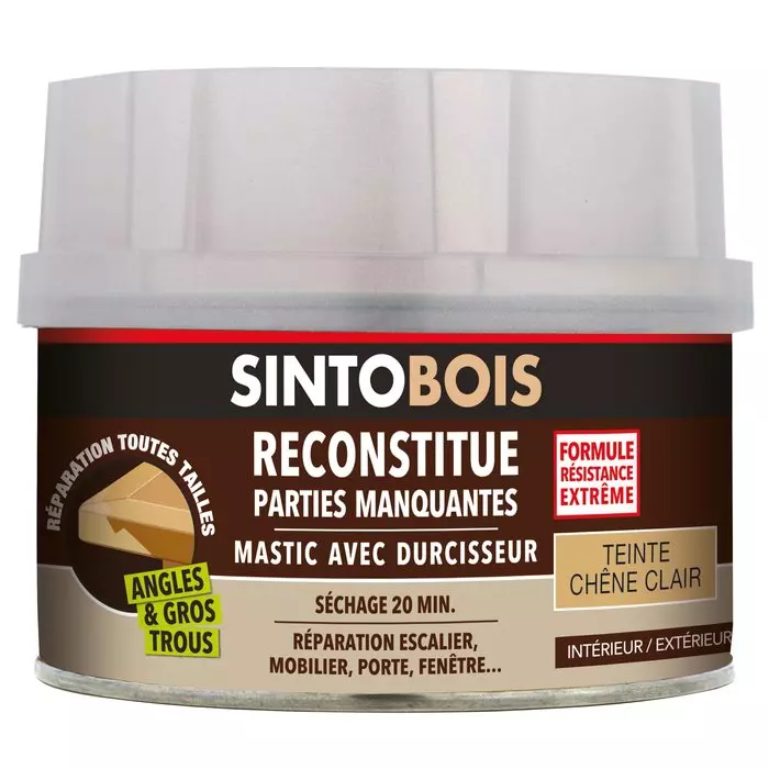 Mastic à bois SINTOBOIS 550g avec tube durcisseur 30g - Chêne clair - SINTO - 139751