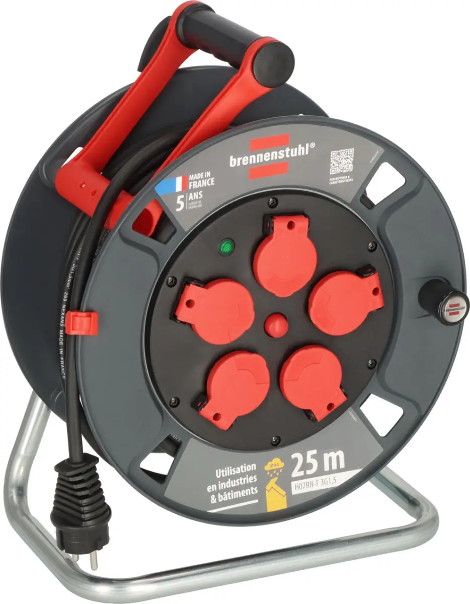 Enrouleur de câble 300 KU 2101 Professional, 25m H07RN-F 3G1,5, IP44 - BRENNENSTUHL - 9231201100