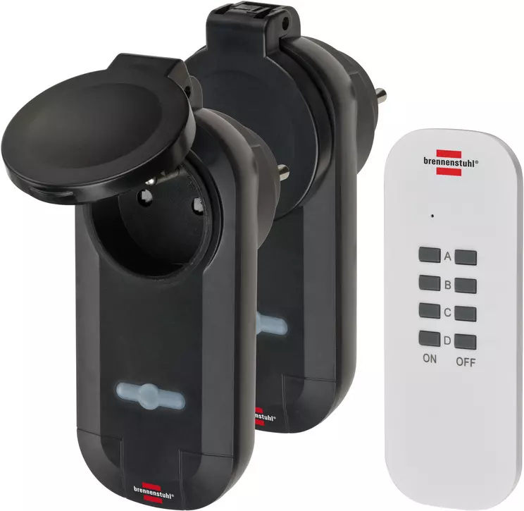 Set de prises télécommandées BRENNENSTUHL Confort-Line - 2 prises pour l'extérieur avec clapet - 1507031