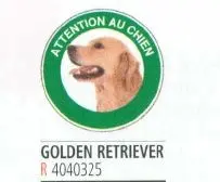 Disque signalisation D.180 "Att.au chien Golden Retriever"