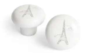 Bouton décoratif porcelaine blanche  "Tour Eiffel"