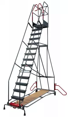 Escabeau de rayonnage 15 marches à immobilisation automatique 150 kg - FIMM - 830008820