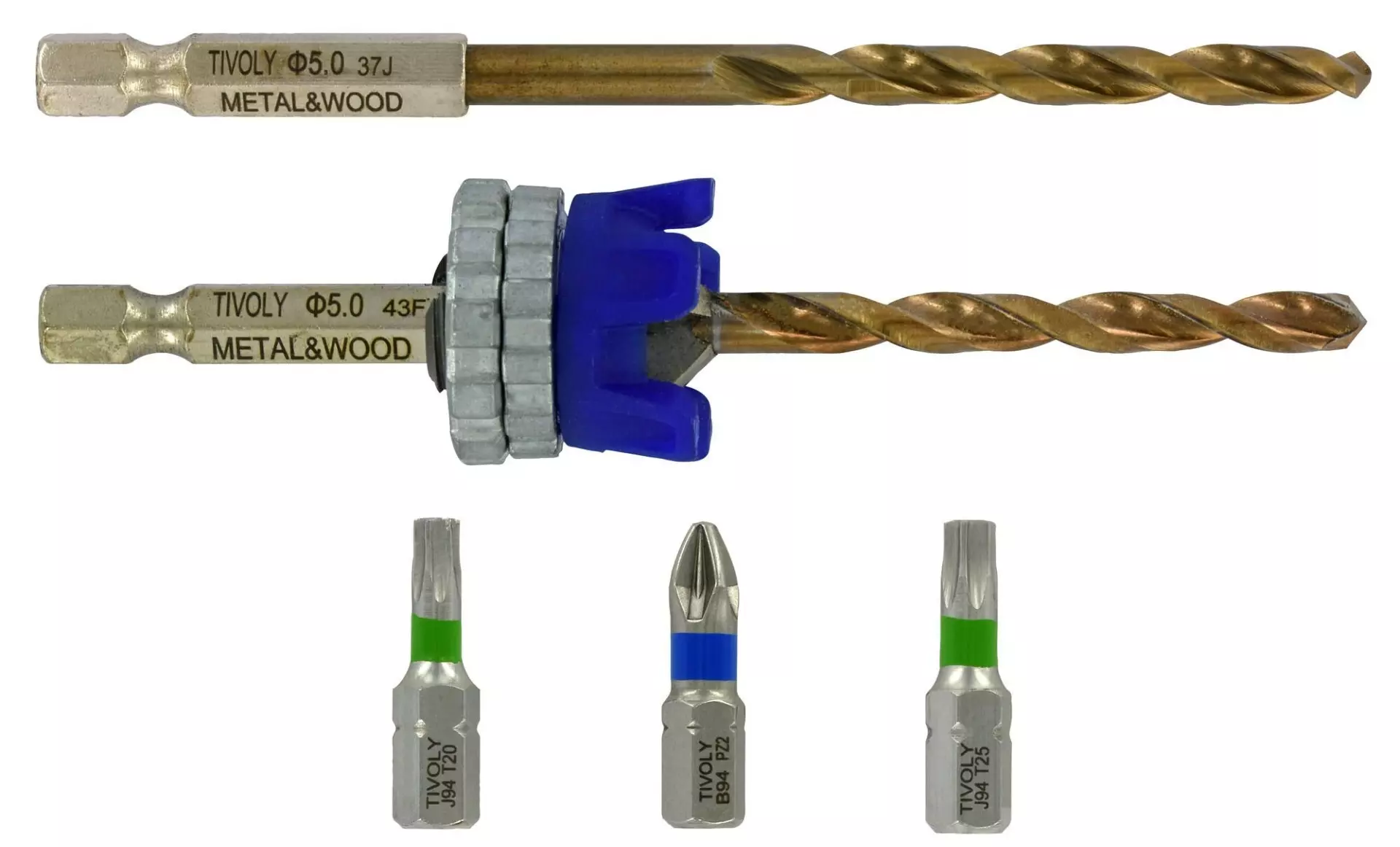 4 pièces - Kit Terrasse mèche & fraise HSS 2en1 Bois Métal Ø 5mm + 1 foret HSS + 3 embouts Inox - TIVOLY - 11900770500