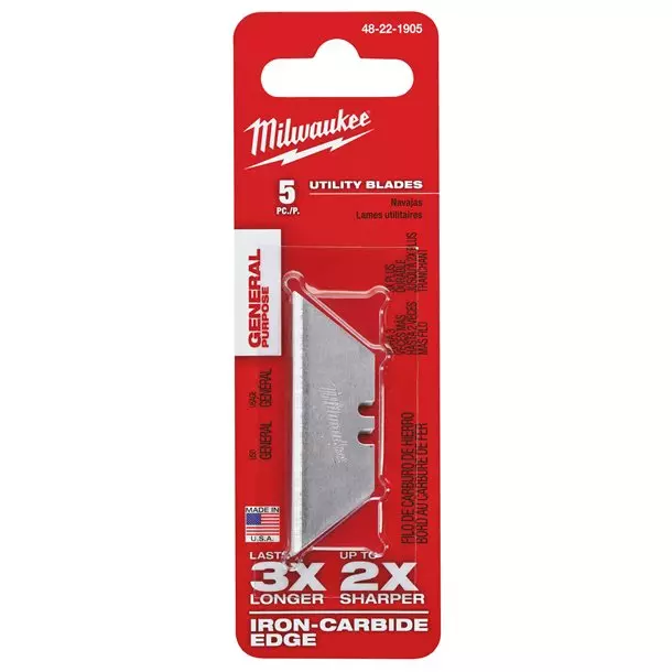 Lame pour cutter rétractable MILWAUKEE - Blister de 5 - 48221905