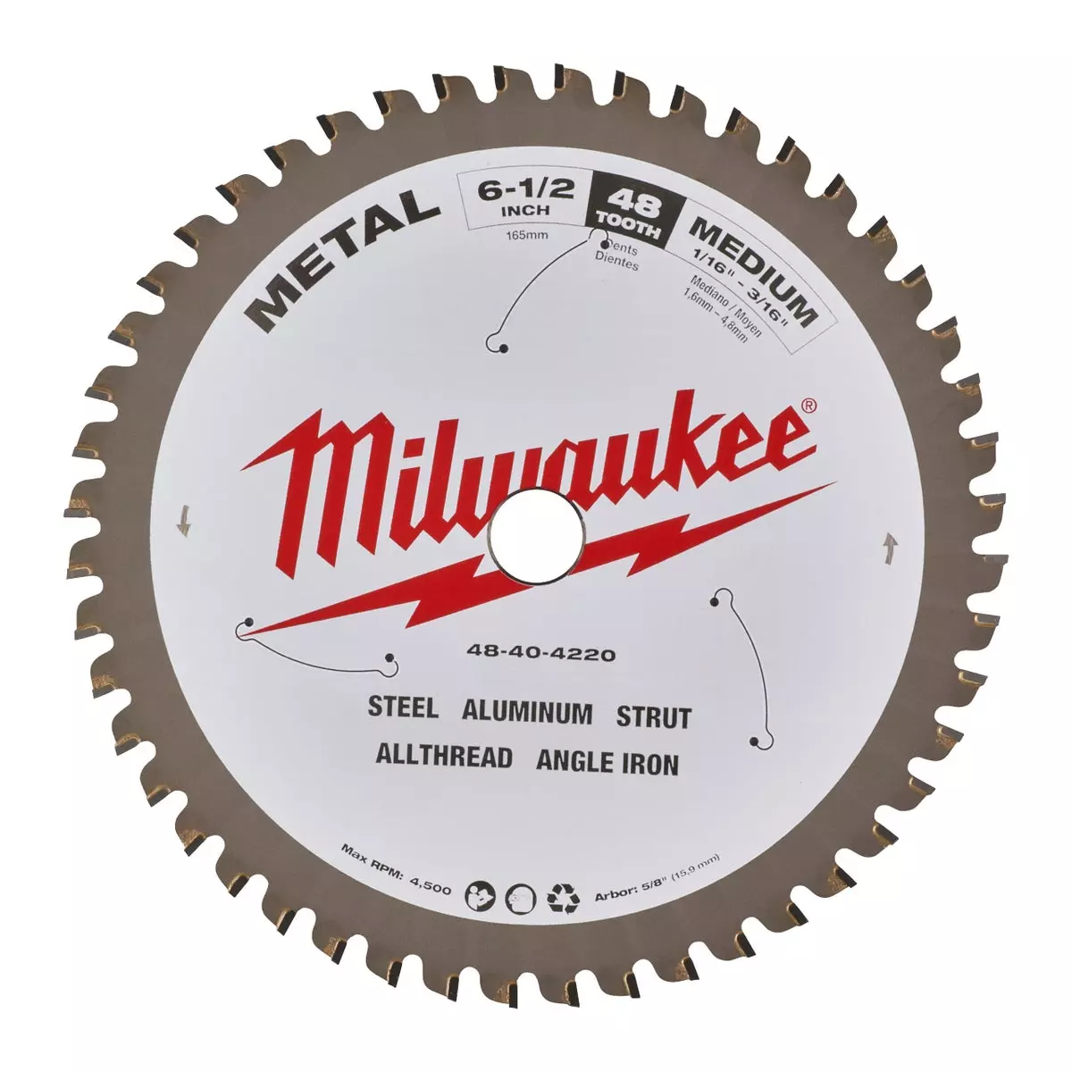 Lame de scie circulaire pour métal - 165x5/8x1.6x48 - MILWAUKEE - 48404220