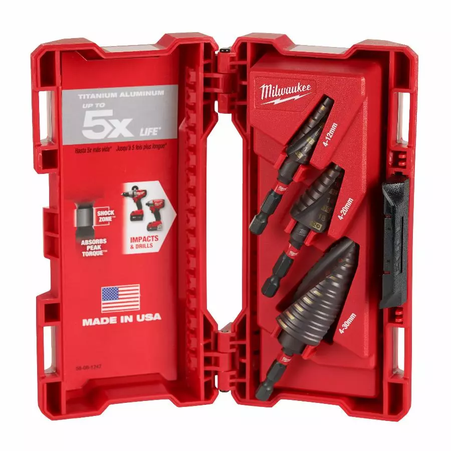 Foret étagé MILWAUKEE Shockwave Step drills - Coffret 3 pièces - 48899266