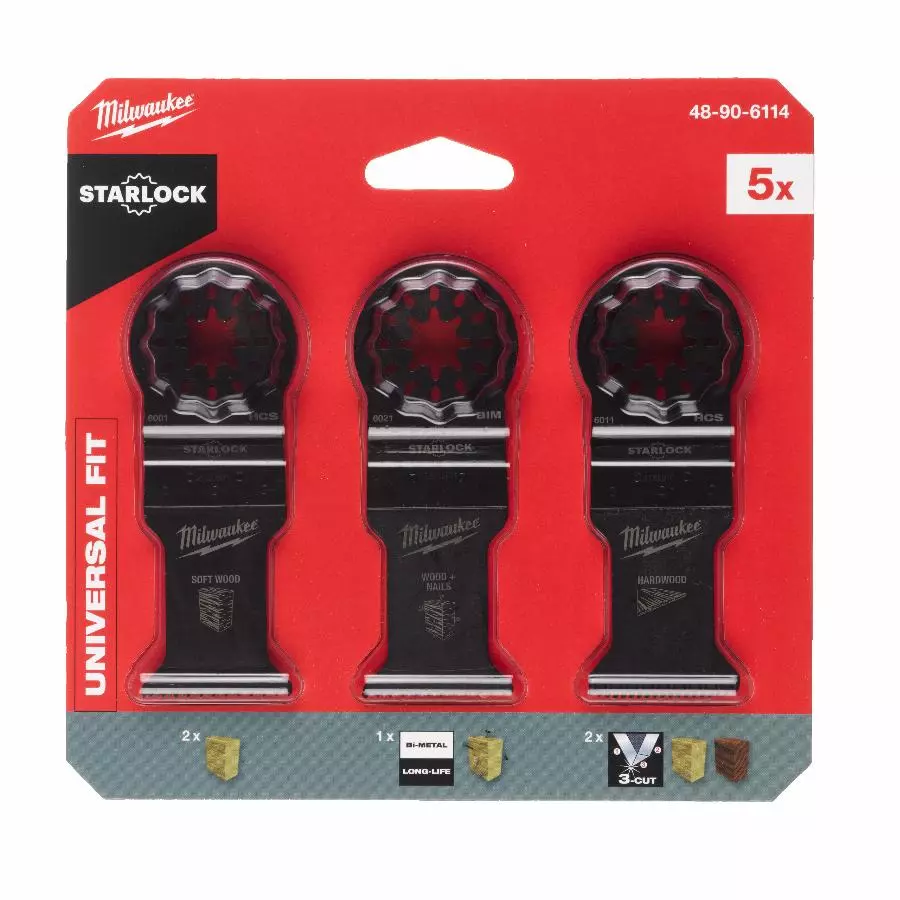 Set de 5 lames de multitools MILWAUKEE Bois - 48906114