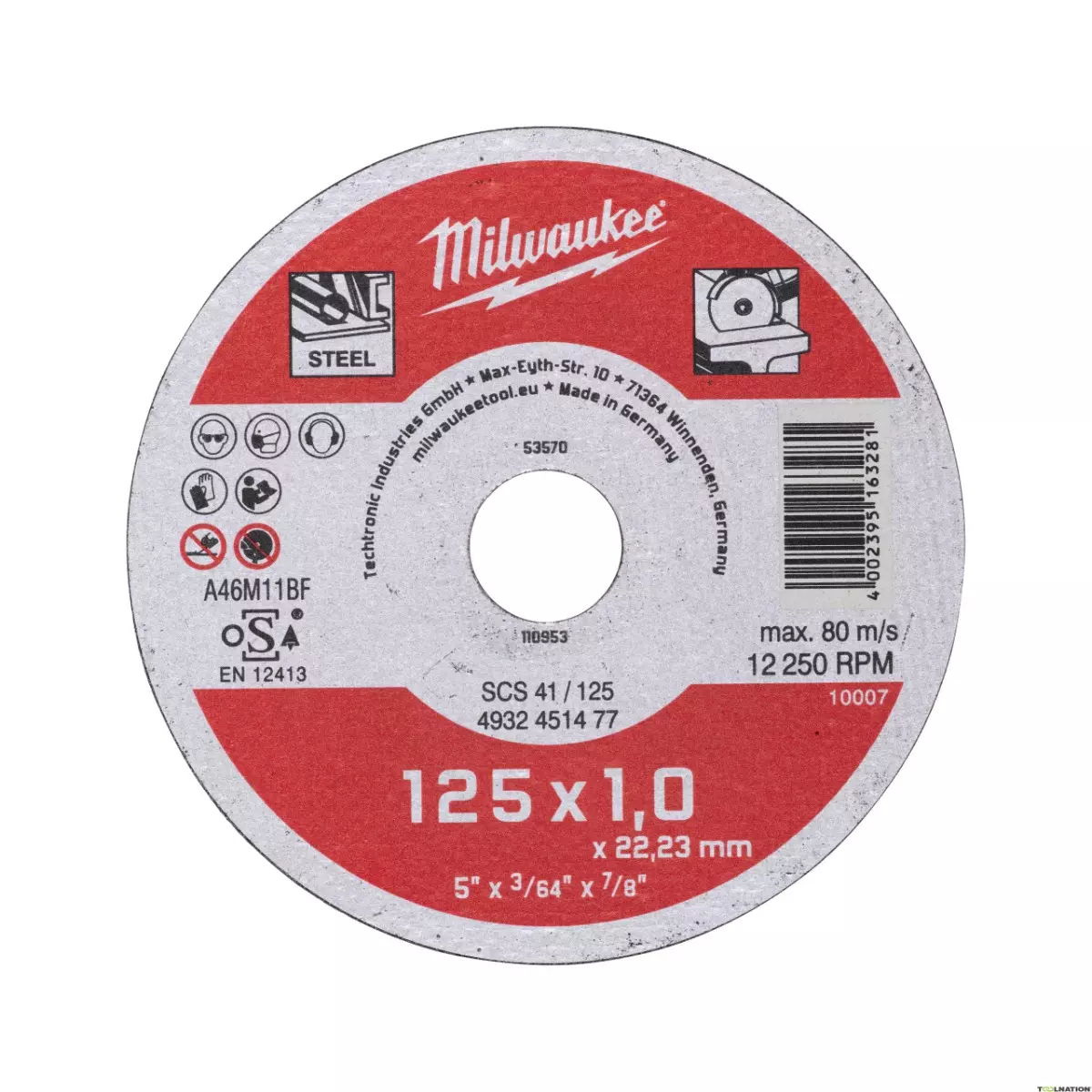 Disque à tronçonner pour métaux Contractor - SCS 41 / 125 x 1 x 22 mm - Mince - 1 pièce - MILWAUKEE - 4932451477