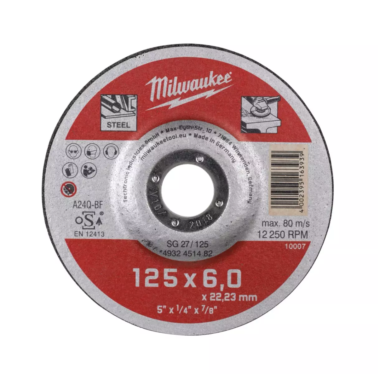 Disque à ébavurer les métaux Contractor SG 27 / 125 x 6 x 22 mm - MILWAUKEE - 4932451482