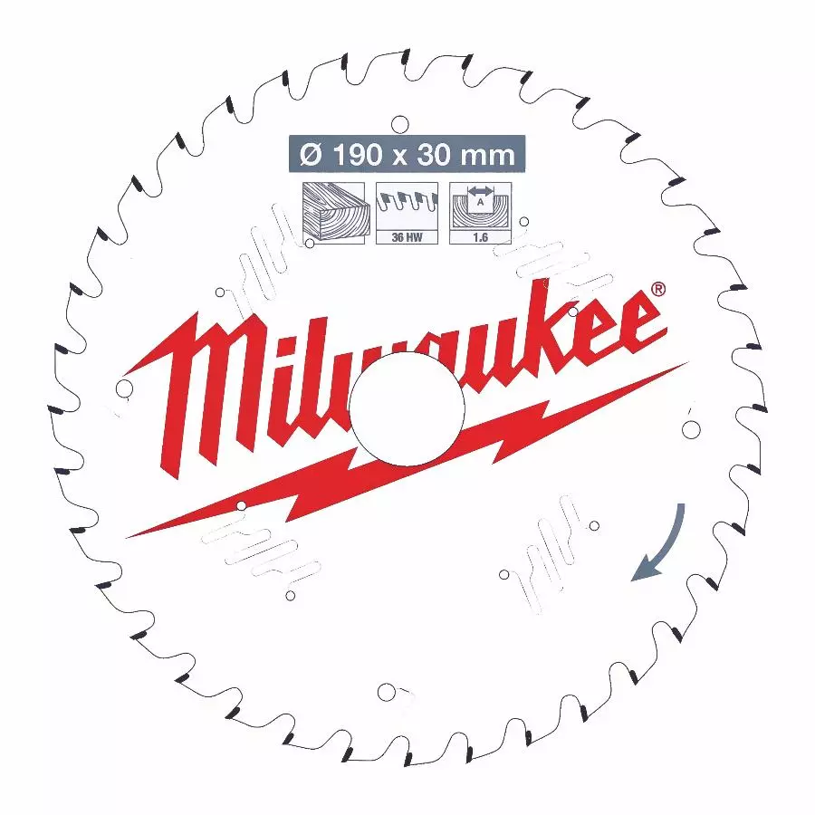 Lame de scie circulaire MILWAUKEE Bois - Ø 190 x 30 x 1.6 x 36 dents - 4932471301