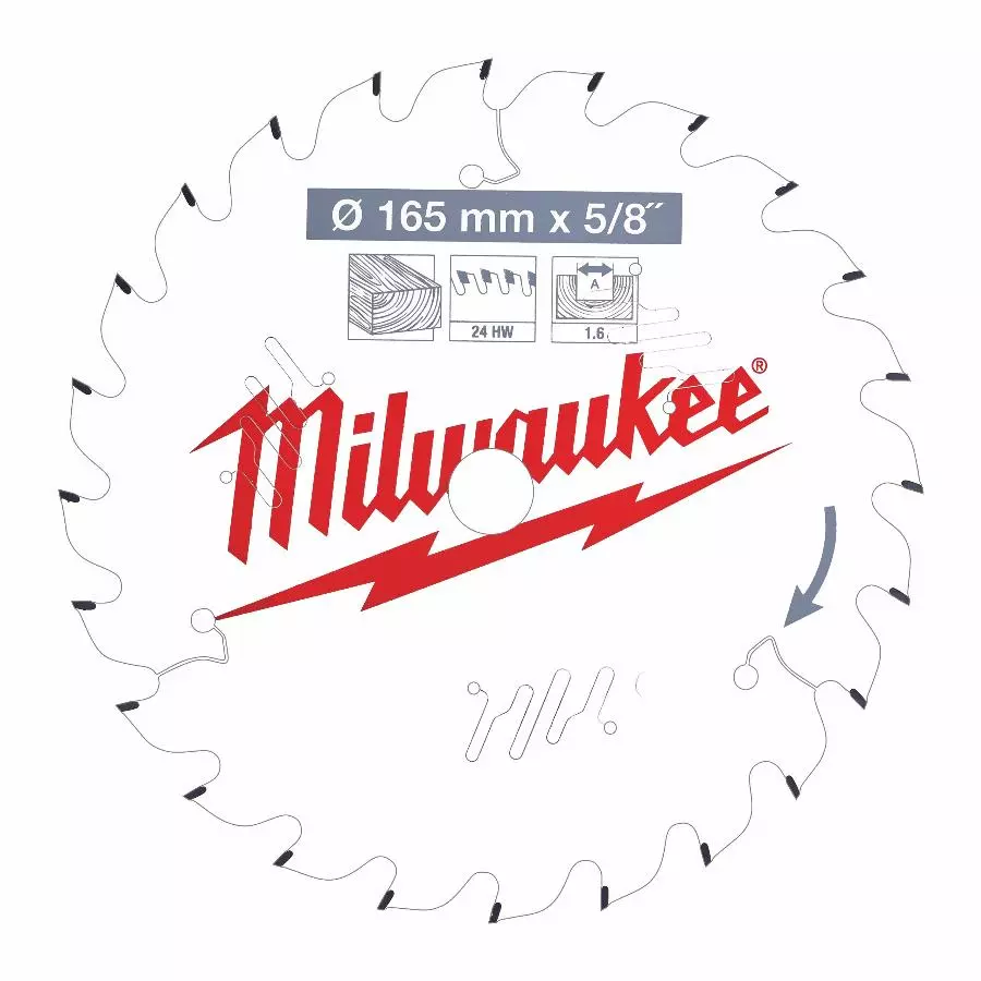 Lame de scie circulaire MILWAUKEE Bois - Ø 165 x 15.87 x 1.6 x 24 dents - 4932471311