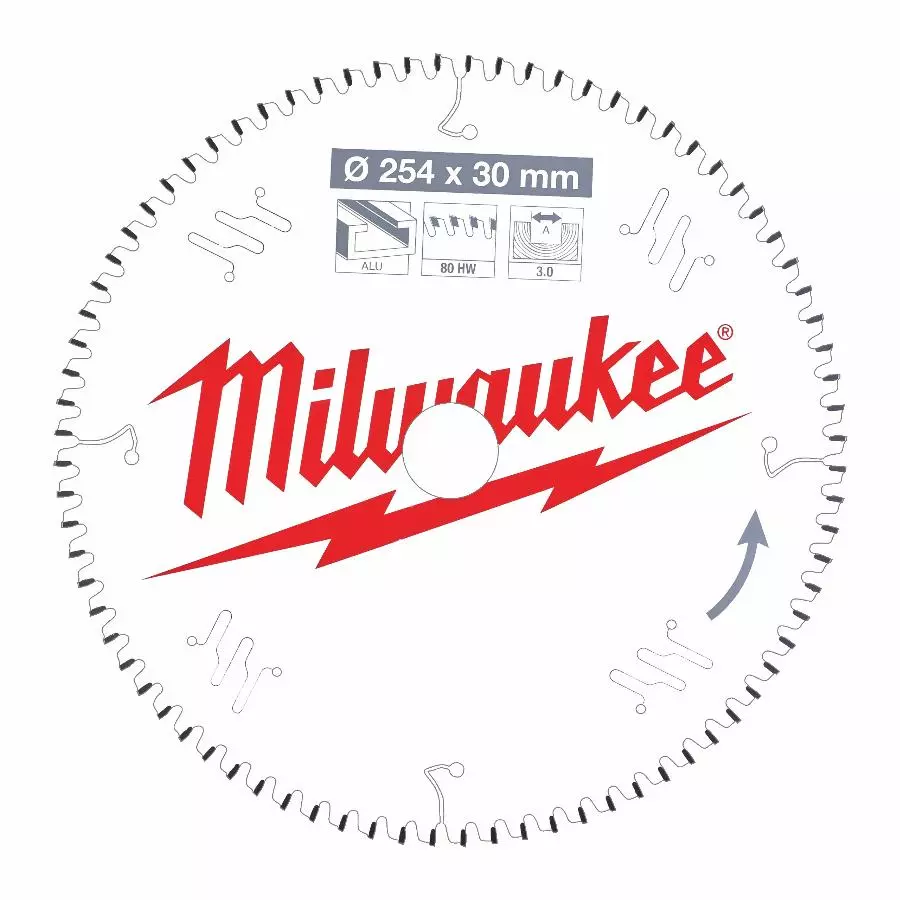 Lame de scie circulaire MILWAUKEE Alu - Ø 254 x 30 x 80 dents - 4932471318